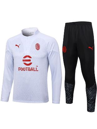 Picture of AC Milan 2023-2024 Men's White Football Training Tracksuit (Zip-Neck Top & Soccer Pants)