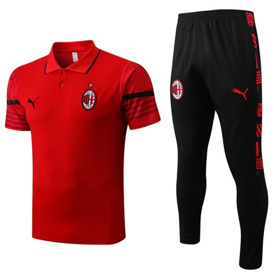 Picture of AC Milan 2023-2024 Men's Red Soccer Training Polo Jersey: Football Sportswear, Sports Shirt